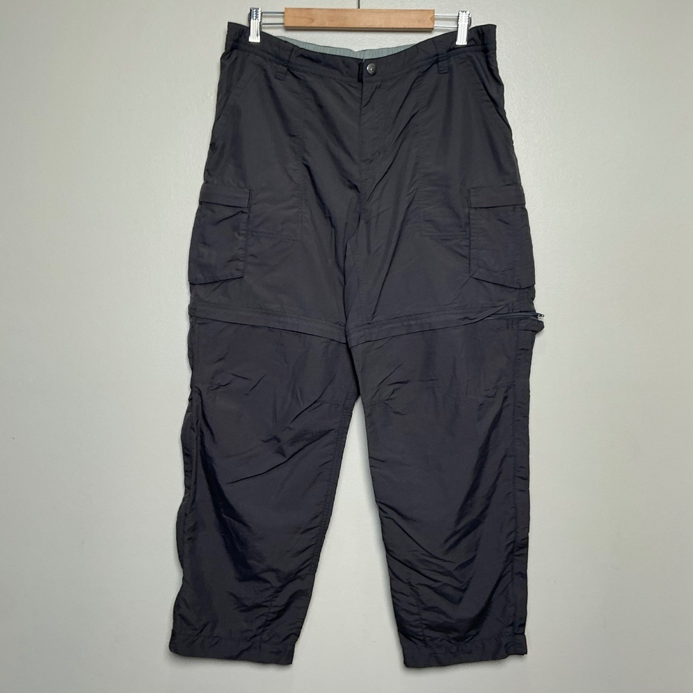 REI Convertible Cargo Hiking Pants Men 14 Petite Gray Zip Off Outdoor Excellent